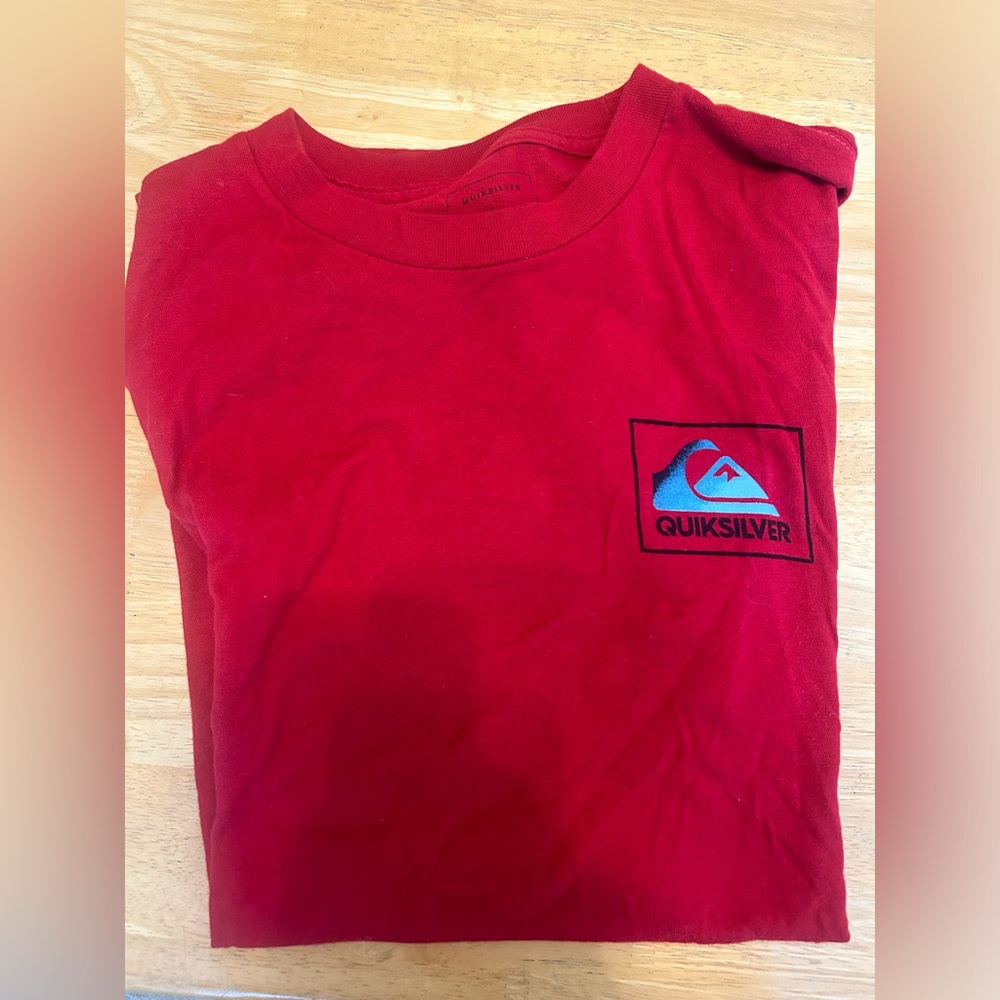 Quiksilver Red Tee with Blue Logo